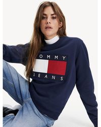 Tommy Hilfiger Cropped Sweatshirt Met Tommy-vlag - Blauw