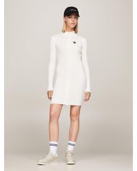 Tommy Hilfiger - Badge Zip Ribbed Sweater Dress - Lyst