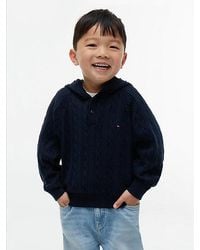 Tommy Hilfiger - Relaxed Cable Knit Hooded Jumper - Lyst