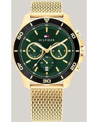 Tommy Hilfiger - Green Dial Gold-plated Mesh Strap Sports Watch - Lyst