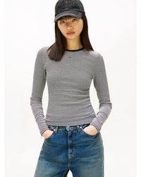 Tommy Hilfiger - T-Shirt Slim Fit A Coste E Maniche Lunghe - Lyst