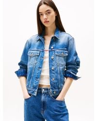 Tommy Hilfiger - Veste Trucker En Denim À Blason Brodé Au Dos - Lyst