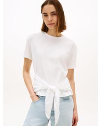 Tommy Hilfiger - Self-Tie Textured Relaxed Crew Neck T-Shirt - Lyst