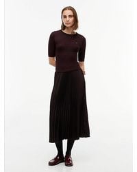 Tommy Hilfiger - Cable Knit Pleated Midi Dress - Lyst