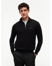 Tommy Hilfiger - Mock Neck Quarter Zip Jumper With Cashmere - Lyst