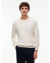 Tommy Hilfiger - Flag Embroidery Textured Crew Neck Jumper - Lyst