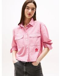 Tommy Hilfiger - Chemise Décontractée Courte À Blason Brodé - Lyst