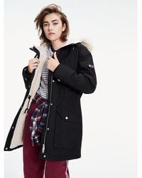 Tommy Hilfiger Essential Gewatteerde Parka Van Katoen - Zwart