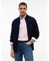 Tommy Hilfiger - Lambswool Zip Thru Cable Knit Jumper - Lyst