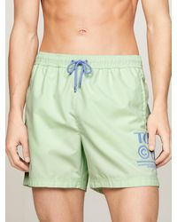 Tommy Hilfiger - Logo Drawstring Mid Length Slim Swim Shorts - Lyst