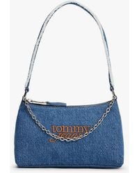 Tommy Hilfiger - Logo Embroidery Denim Shoulder Bag - Lyst