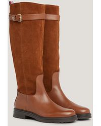 Tommy Hilfiger - Essential Belt Detail Leather Knee-high Boots - Lyst
