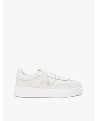 Tommy Hilfiger - Leather Th Monogram Court Trainers - Lyst