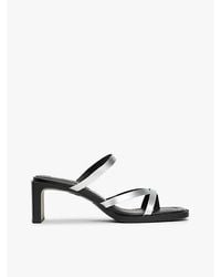 Tommy Hilfiger - Metallic Leren Sandaal Met Blokhak - Lyst