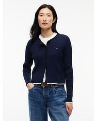 Tommy Hilfiger - Tommy Jeans Cable Knit Scalloped Trim Slim Cardigan - Lyst