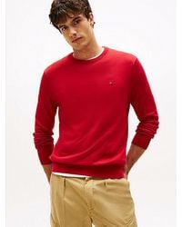 Tommy Hilfiger - Rundhals-Pullover Mit Flag-Stickerei - Lyst