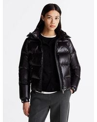 Tommy Hilfiger - Hochglanz-Puffer-Jacke Mit Daunen Und Kapuze - Lyst