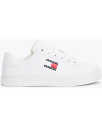 Tommy Hilfiger - Baskets Avec Cuir À Logo En Relief - Lyst