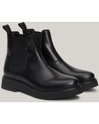 Tommy Hilfiger - Repeat Logo Tape Leather Chelsea Boots - Lyst