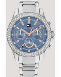 Tommy Hilfiger - Stainless Steel Blue Dial Crystal-embellished Watch - Lyst