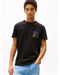 Tommy Hilfiger - T-Shirt Con Logo Grafico Sul Retro - Lyst