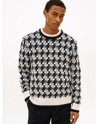 Tommy Hilfiger - Wool Blend Houndstooth Textured Tipped Jumper - Lyst