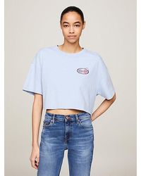 Tommy Hilfiger - Archive Cropped T-shirt Met Oversized Logo - Lyst