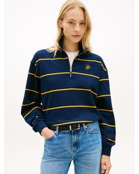 Tommy Hilfiger - Logo Embroidery Terry Quarter-Zip Jumper - Lyst