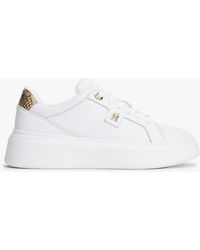 Tommy Hilfiger - Snake Print Heel Leather Platform Trainers - Lyst