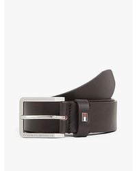 Tommy Hilfiger - Leren Riem Met Geëmailleerde Vlag - Lyst