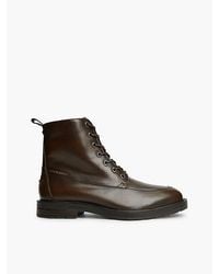 Tommy Hilfiger - Leather Warm Lined Lace Up Ankle Boots - Lyst