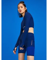 Tommy Hilfiger Medium Support Sport-bh Met Lange Mouwen - Blauw