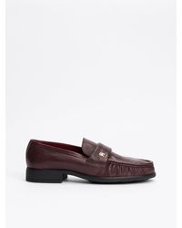 Tommy Hilfiger - Th Monogram Leather Pleated Loafers - Lyst