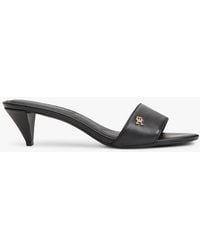 Tommy Hilfiger - Th Monogram Leather Heeled Mules - Lyst