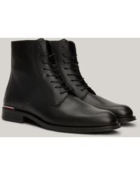 Tommy Hilfiger - Leather Lace-up Mid Boots - Lyst