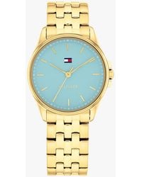 Tommy Hilfiger - Gold-plated Blue Dial Bracelet Watch - Lyst