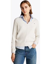 Tommy Hilfiger - Cable Knit V-neck Jumper - Lyst
