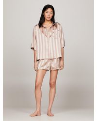 Tommy Hilfiger - Global Stripe Matte And Shine Short Pyjama Set - Lyst