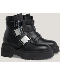 Tommy Hilfiger - Chunky Buckle Leather Boots - Lyst