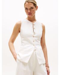 Tommy Hilfiger - Gilet Long En Lin Mélangé - Lyst
