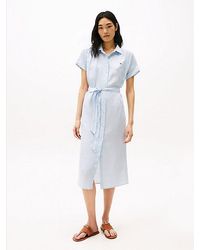 Tommy Hilfiger - Midi-Overhemdjurk Van Puur Linnen - Lyst