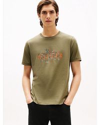 Tommy Hilfiger - T-Shirt Met Ronde Hals En Tropisch Logo - Lyst