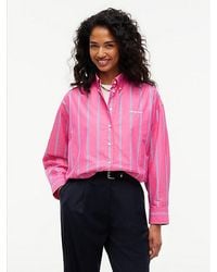 Tommy Hilfiger - Oversized Fit Cropped Gathered Poplin Shirt - Lyst