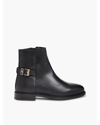 Tommy Hilfiger - Leather Th Monogram Buckle Ankle Boots - Lyst