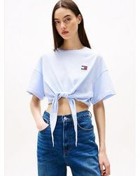 Tommy Hilfiger - Tommy Badge Cropped Fit T-Shirt Mit Knoten - Lyst