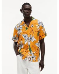 Tommy Hilfiger - Regular Tropical Print Linen Short Sleeve Shirt - Lyst