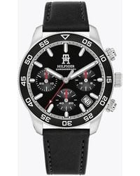 Tommy Hilfiger - Black Leather Strap Chronograph Watch - Lyst