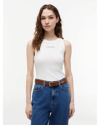 Tommy Hilfiger - Logo Ribbed Slim Tank Top - Lyst