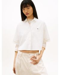 Tommy Hilfiger - Relaxed Fit Broderie Anglaise Back Logo Shirt - Lyst
