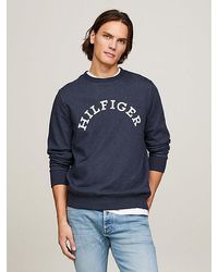 Tommy Hilfiger - Sweatshirt Met Gebogen Monotype-logo - Lyst
